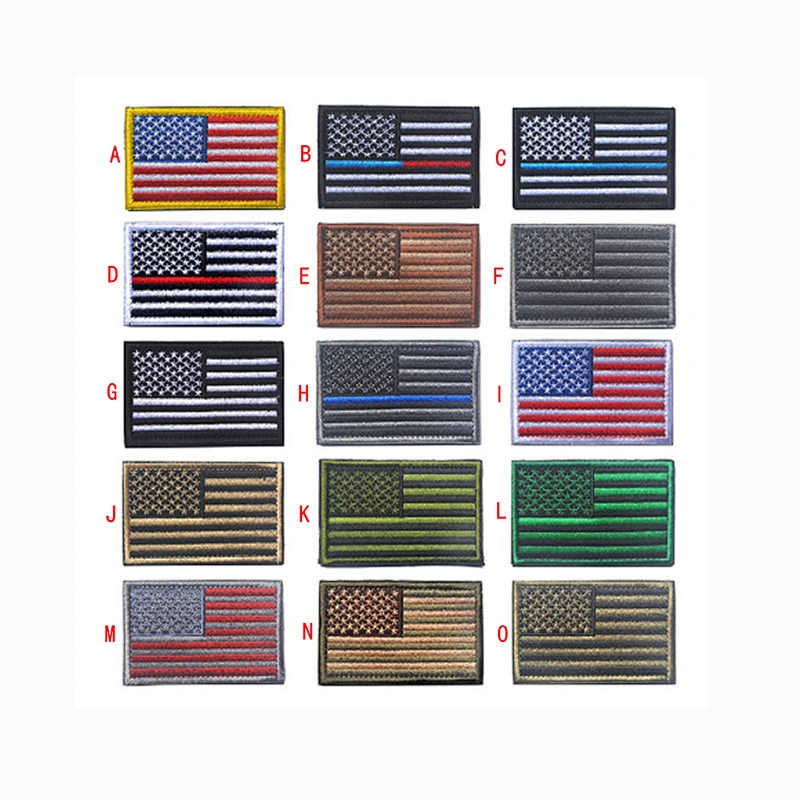 High Quality Iron-on Embroidery Patch in Stock Fashion American National Flag Embroidered Patches