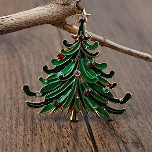 Wholesale High Quality Vintage Rhinestone Enamel Christmas Brooch
