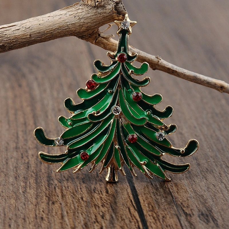 Wholesale High Quality Vintage Rhinestone Enamel Christmas Brooch