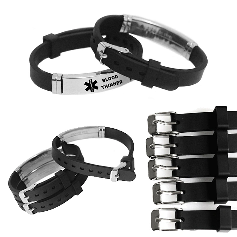 Stainless Steel Life Star Medical Silicone Bracelet