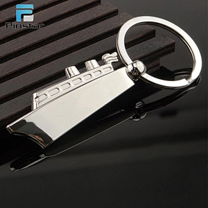 Cheap personalised blank metal travel cruise ship shape keychain
