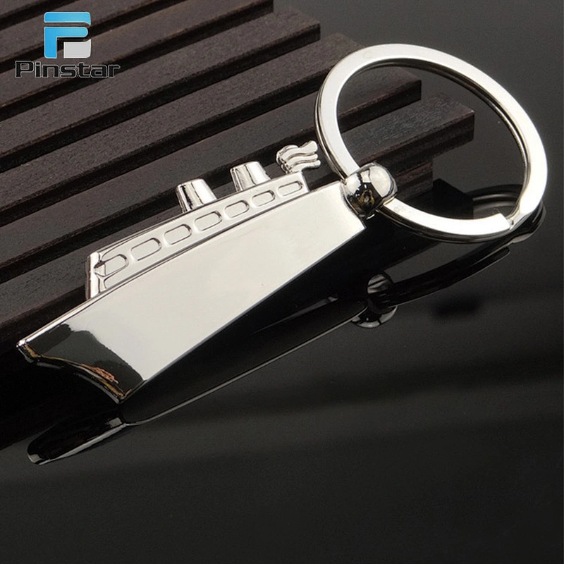 Cheap personalised blank metal travel cruise ship shape keychain