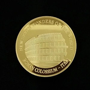 Factory Making Cheap High Quality SEVEN WORLD WONDERS Souvenir Gold Plated Coin