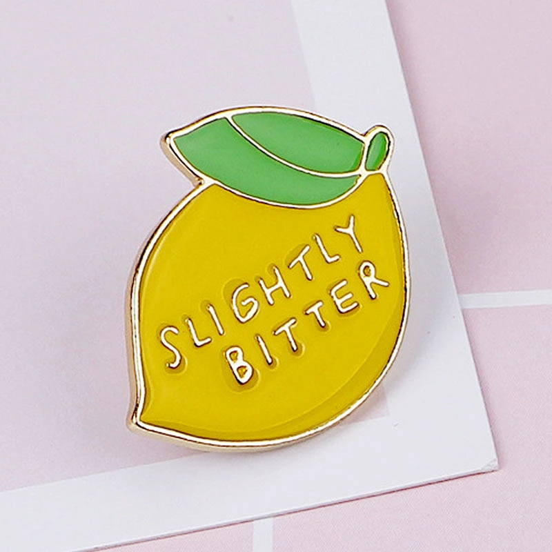 Factory Wholesale In Stock Custom Logo Letter Lapel Pins Fruit Lemon Pin Brooch