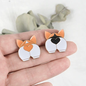 Cute Dog Butt Enamel Pin for Decoration