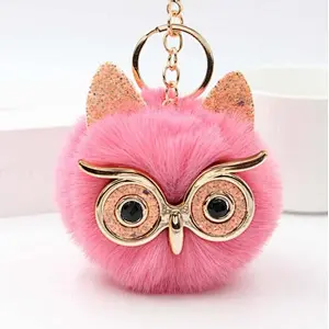 In stock new design key chain Fur pom pom keychain