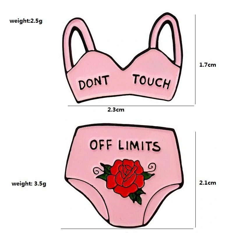 Sexy Bra Underpants with Rose Flower Pink Color Lapel pin
