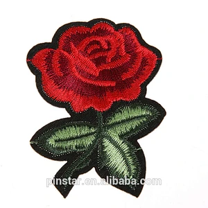 wholesale price double Rose flower Embroidery Patch