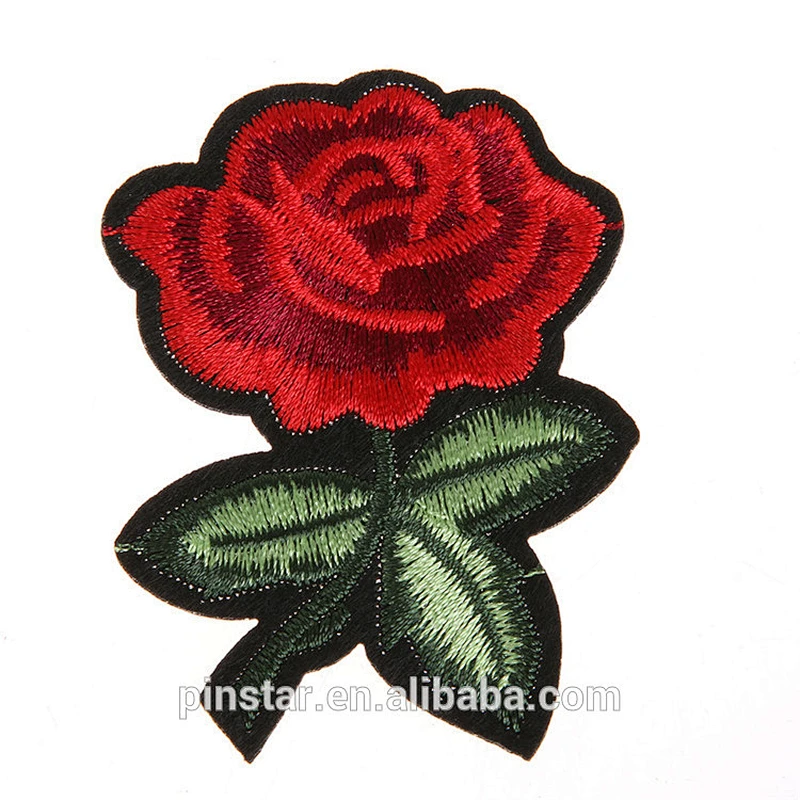 wholesale price double Rose flower Embroidery Patch