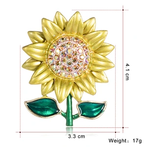 Sunflower Rhinestone Lapel Brooch Pin in Stock