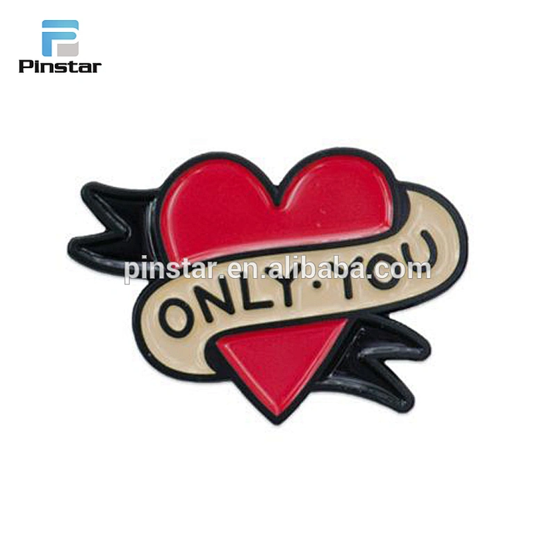 Soft enamel heart shaped lapel pins manufacturers china