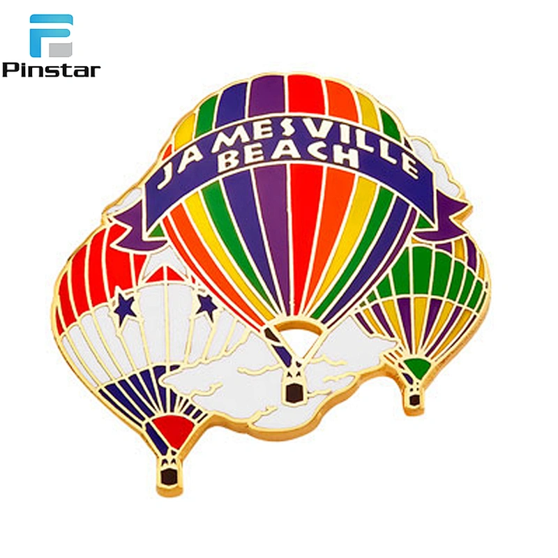 Custom Gold plated Hot Air Balloon Hard enamel lapel pin badge manufacturer