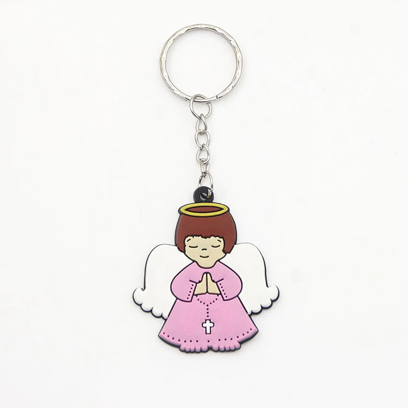 Cheap Design Custom angle shaped Rubber PVC keychains