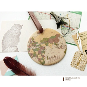 world map balloon design wholesale travel wood pvc luggage tag