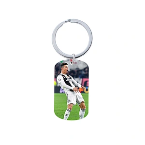 Stainless Steel Metal Keychain with C Ronaldo Pattern