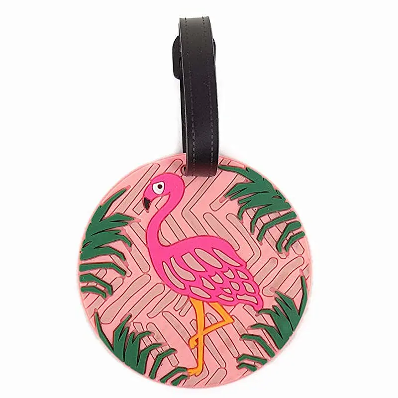 Hot sale custom flamingos soft pvc luggage tag cheap luggage tags