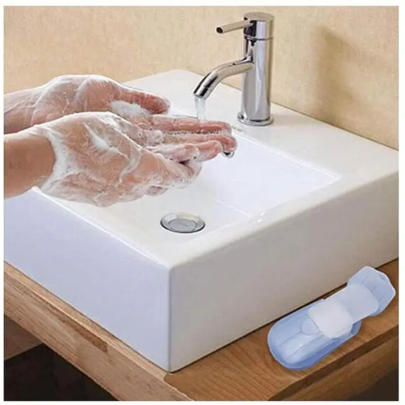 Portable Disposable Travel Hiking Washing Hand Bath Toiletry Wrap Box Paper Soap Sheets