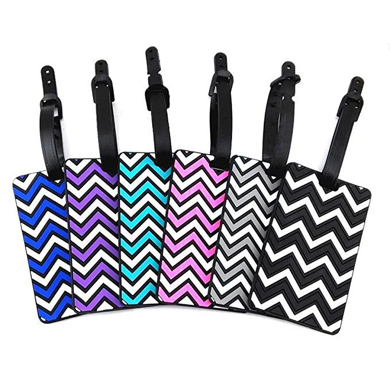 Wholesale promotional custom stripe shape rubber luggage tag