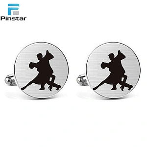 Wholesale Fashion dancing man and woman Metal Custom Cufflink and tie clip