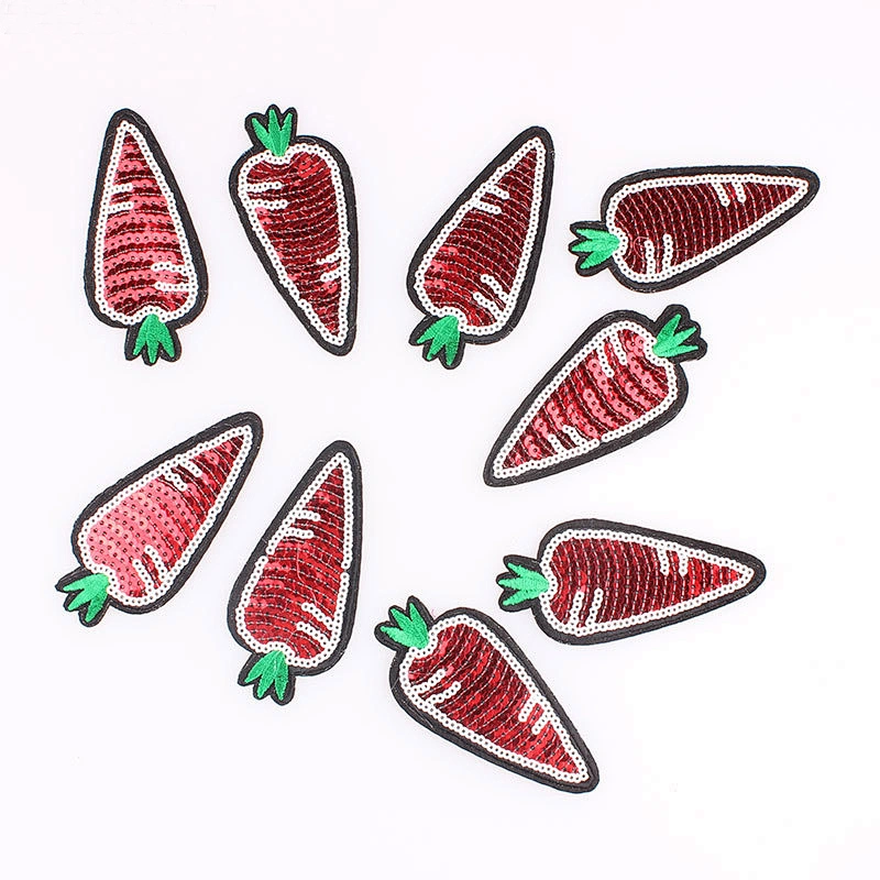 Radish shape embroidery design patch iron on backing