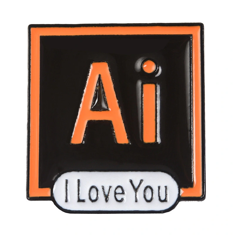 Personalized PS AI Logo Enamel Lapel Pin Badge
