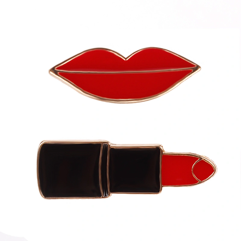 Popular cheap custom lipstick Soft Enamel Metal Lapel Pin