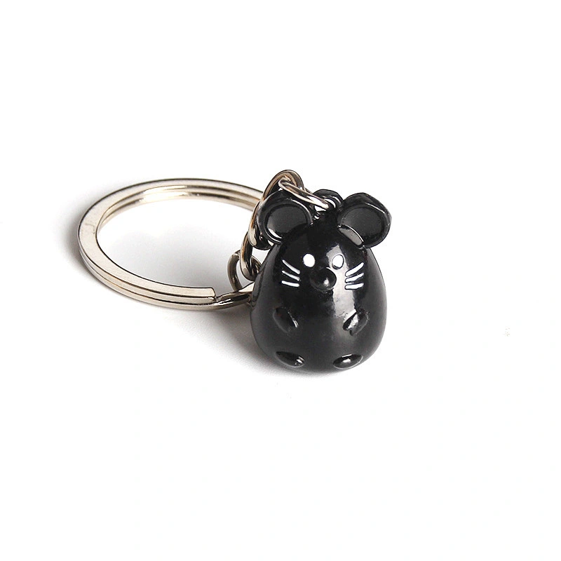 Gold Silver Black Metal Mouse Rat Zodiac Keychain