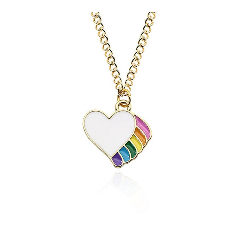 metal Heart shape Hard enamel gold plating Necklace Pendant