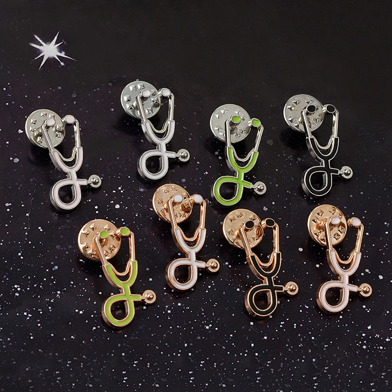 Wholesale In Stock Medical Jewelry Doctor Nurse Stethoscope Enamel Tie Tack Hat Lapel Pin