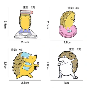 hedgehog reading book ready to ship soft enamel lapel pin