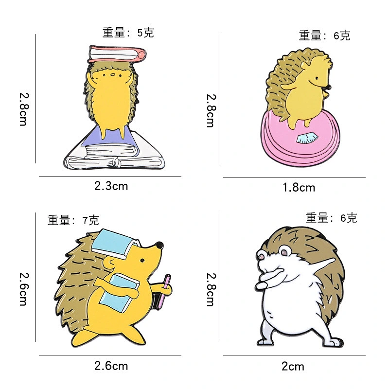 hedgehog reading book ready to ship soft enamel lapel pin