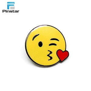 Free sample classical kids love chatting emoji metal lapel pin badges