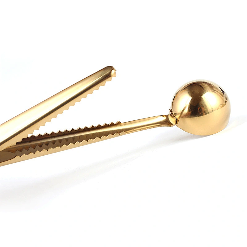 Gold Color Stainless Steel Long Handle Kitchens Measuring Spoon with Clip