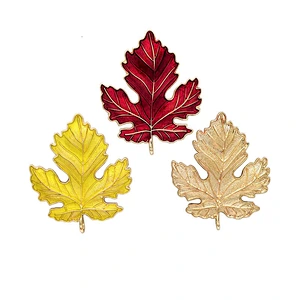 Yellow Red Gold Color Maple Leaf Brooch Pin