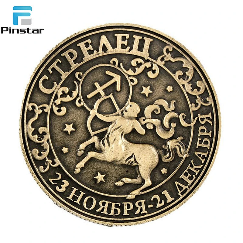 Different constellations antique gold 3D logo custom souvenir challenge coin