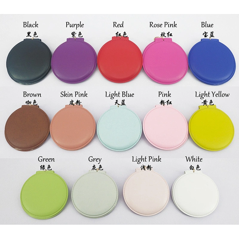 Wholesale Cheap Promotional Gift Blank Black Colour Pocket PVC Leather Mirror Keychain In Stock