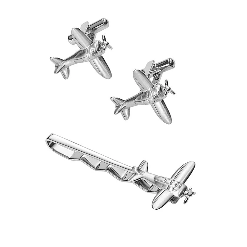 Personalized Silver Men Metal Stainless Steel airplane Custom Tie Clips