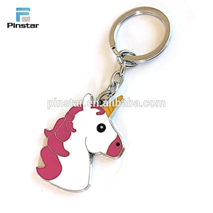 Promotional cheap custom kids metal unicorn keychain