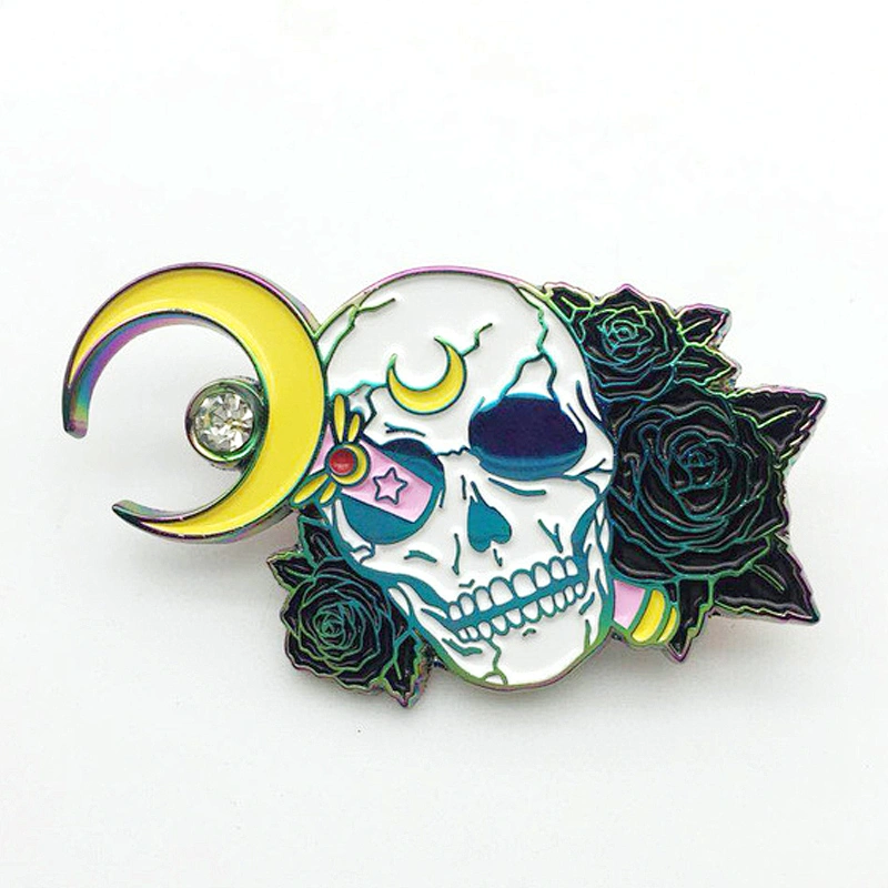 Factory Making High Quality Custom Design Gradient Rainbow Plated Flower Lapel Pin with Soft Enamel