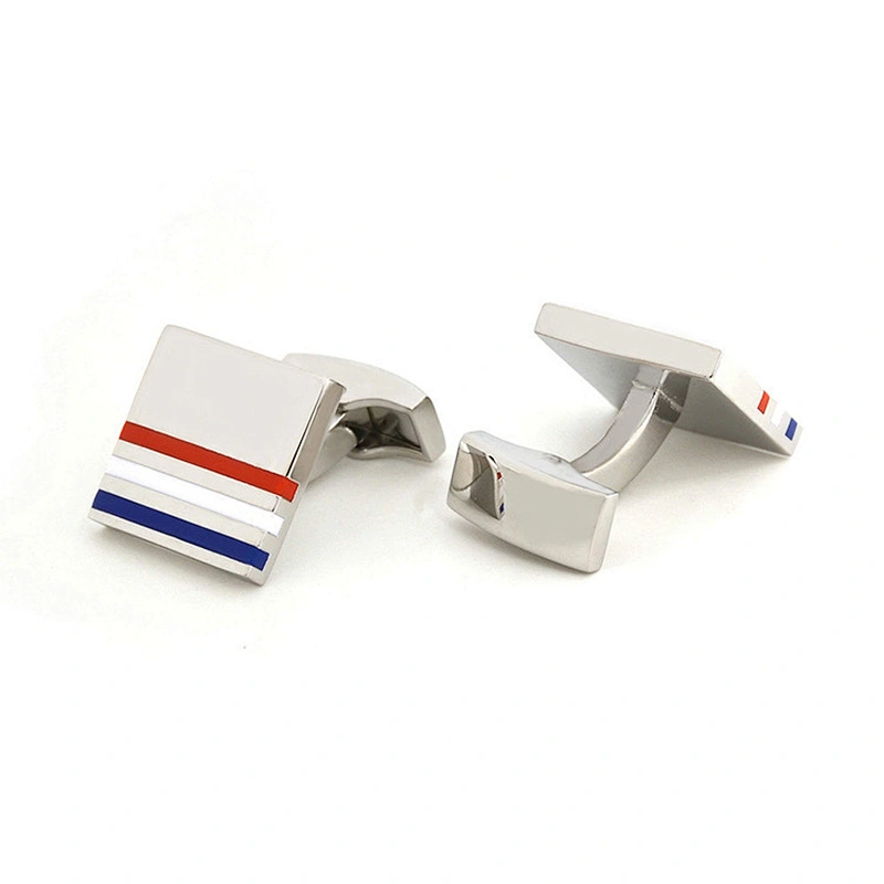 Stainless Steel Custom stripe square shape Cufflink