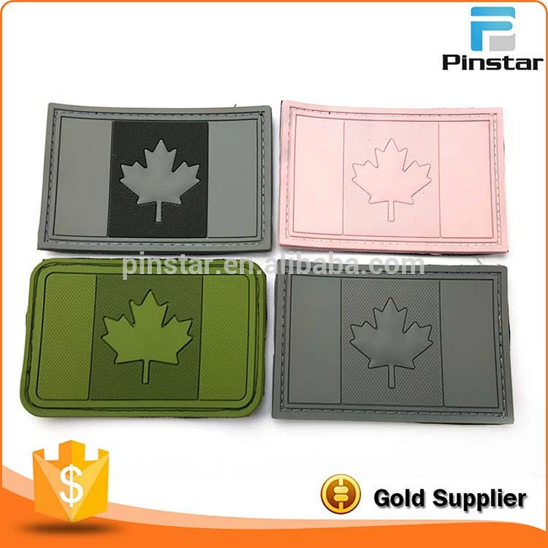 Custom green Canada flag soft rubber PVC patch