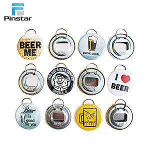 Custom colorful wall mounted button badge shaped magnetic bottle opener
