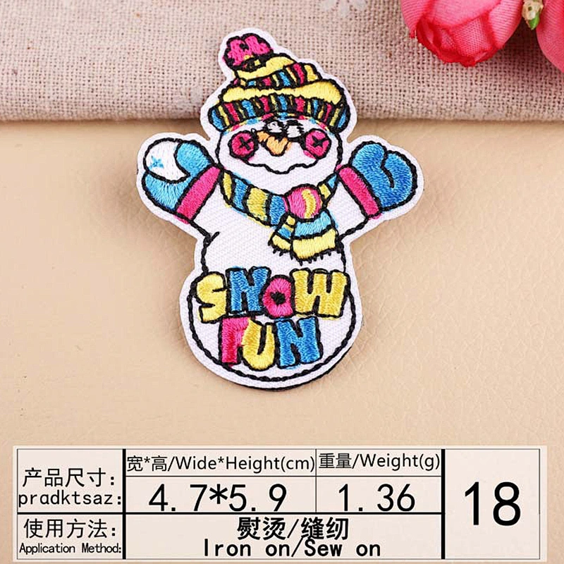 Wholesale In Stock Christmas Iron On Patches Santa Claus Snowman Embroidery Patch