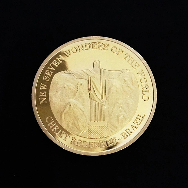 Factory Making Cheap High Quality SEVEN WORLD WONDERS Souvenir Gold Plated Coin