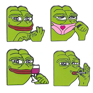 Wholesale Green Frog Soft Enamel Pin with Droll Expression