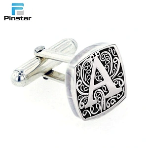 Black hard enamel stainless steel metal blanks poker design cufflinks