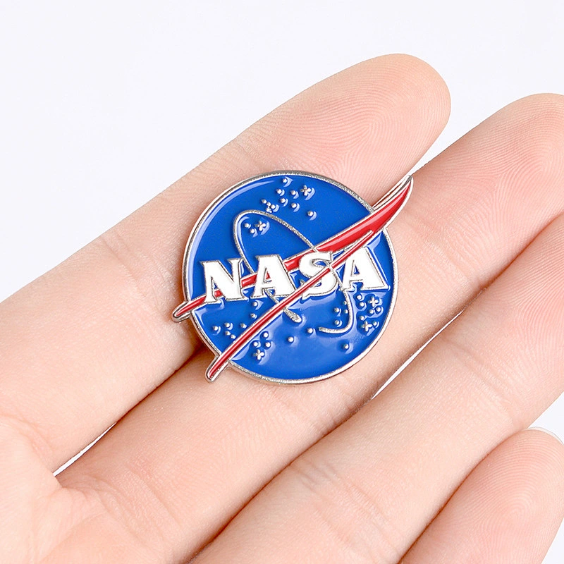 Factory Wholesale In Stock Custom Design Logo NASA Enamel Brooch Lapel Pin for Cloth