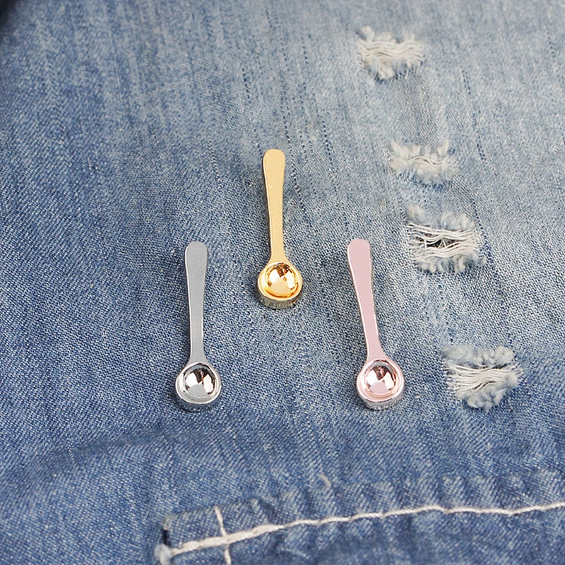 Hot Sale In Stock Custom Cute Mini Gold Silver Copper Metal Coffee Spoon Lapel Pin