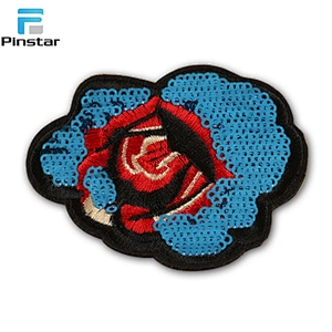 Big flower embroidery appliques accessory mirror clothing patches for clothes