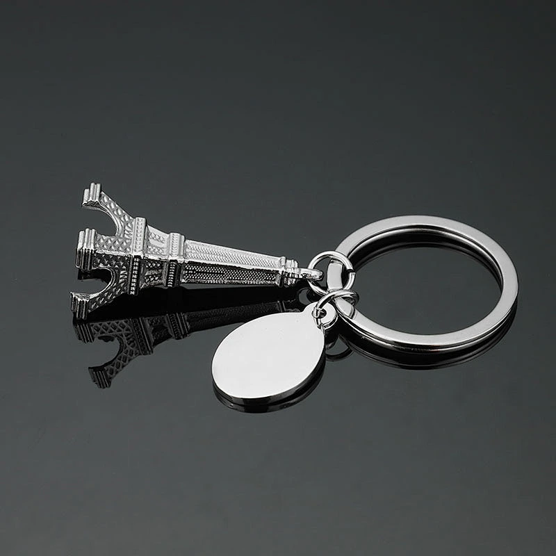 Customized 3D nice France Eiffel Tower metal key chain for wholesale